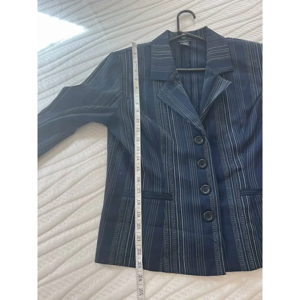 Vintage Courtenay Stretch blazer navy and white stripe size 12 petite